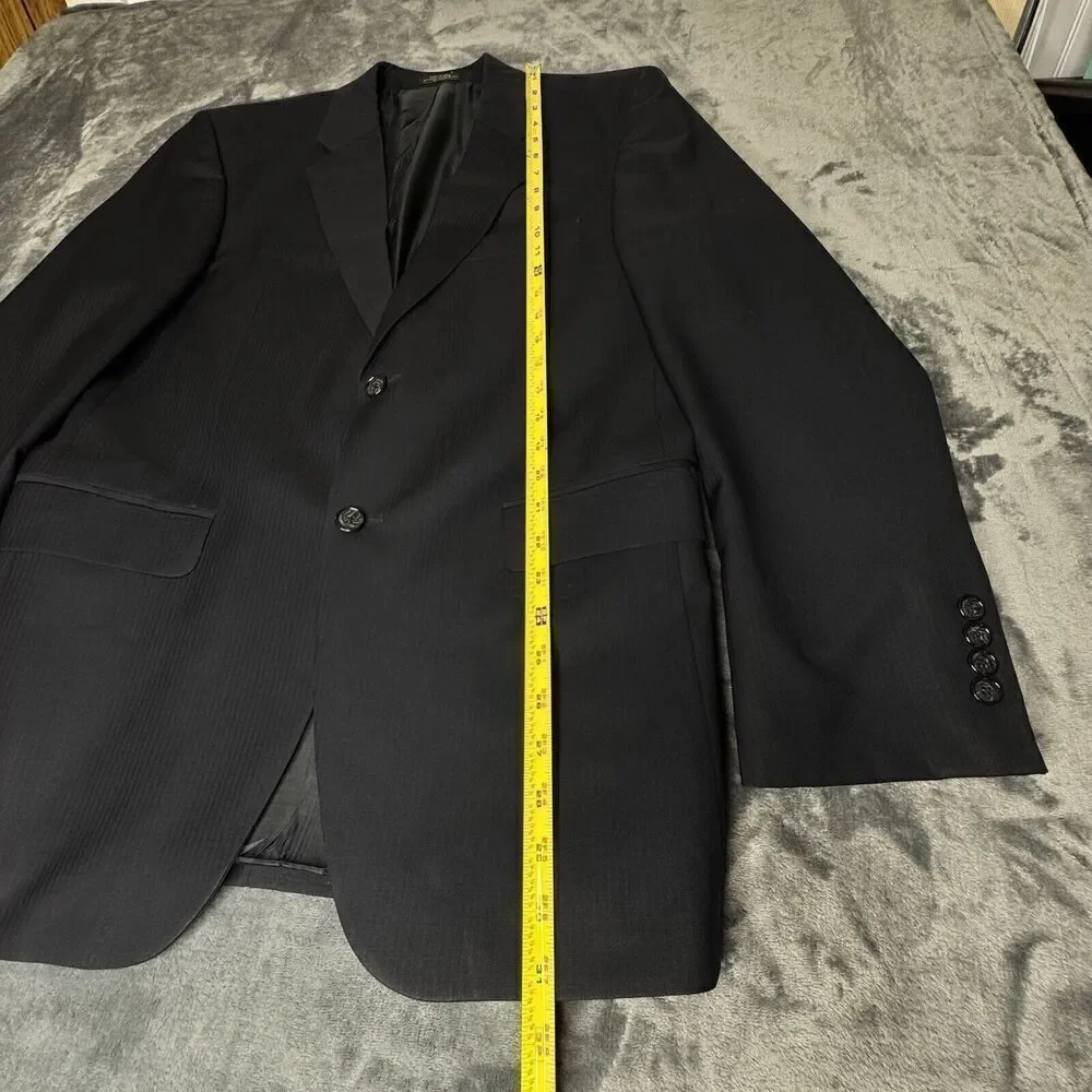 Jones New York Suit Jacket 39R Black Pinstripe 95% Wool Blazer Men Two Vent 0958
